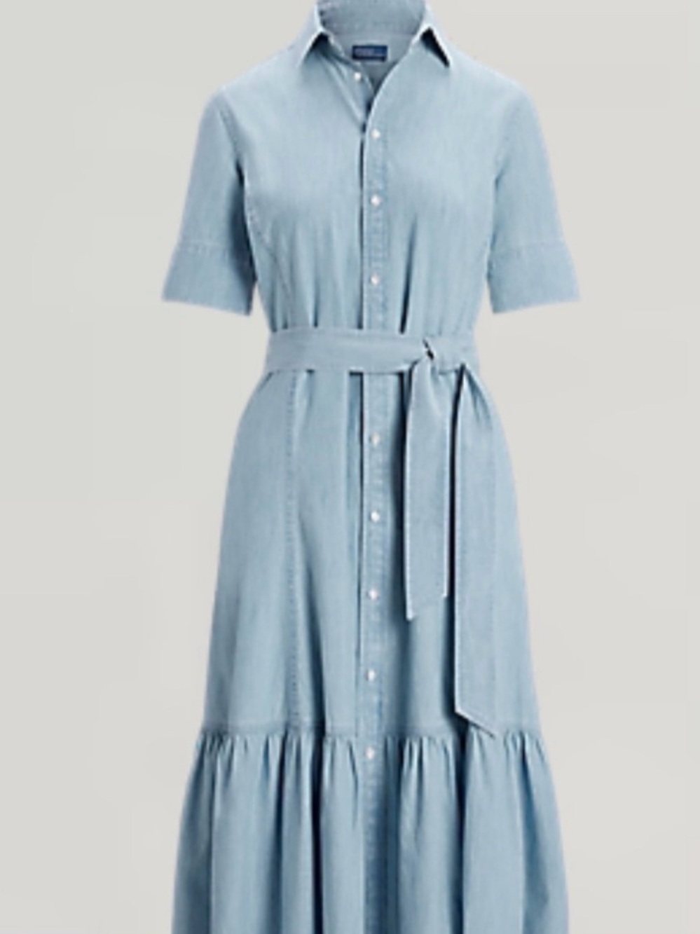 Ralph Lauren Light Blue Chambray Maxi Shirt Dress Sz 8 - Picture 2 of 6